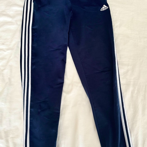 Adidas Kids Dark Blue Joggers with White Stripes - Picture 1 of 3